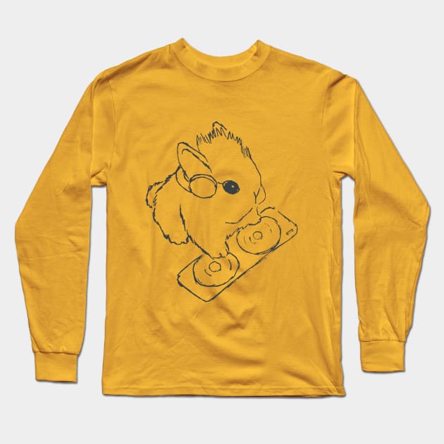 Dj bunny outline Long Sleeve T-Shirt by Nina_R